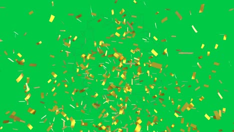 Animation-of-golden-confetti-falling-over-s-green-screen-background