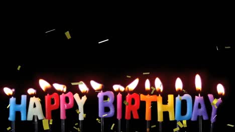 Animation-of-confetti-falling-over-happy-birthday-candles