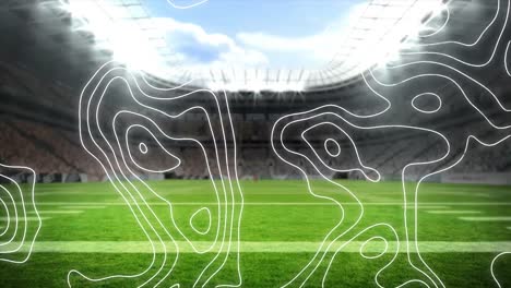 Animation-of-white-map-lines-moving-over-sports-stadium