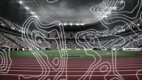 Animation-Von-Weißen-Kartenlinien,-Die-Sich-über-Ein-Sportstadion-Bewegen