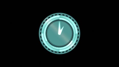 Animation-of-moving-kaleidoscopic-shapes-and-clock-over-black-background
