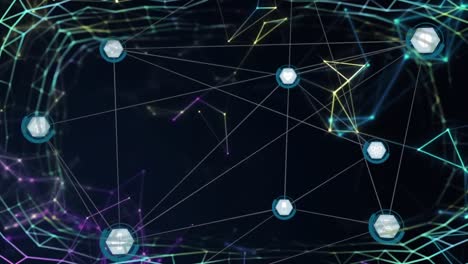 Animation-of-network-of-connections-on-digital-background