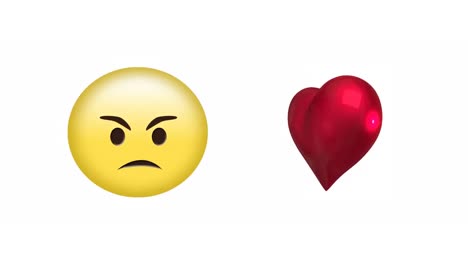 Animation-of-heart-and-sad-social-media-emoji-icons-over-white-background