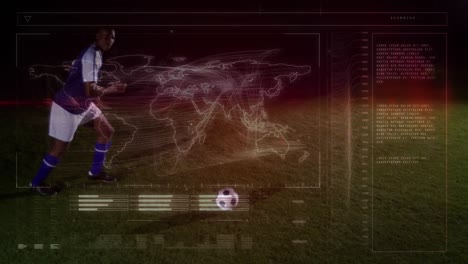 Animation-of-data-processing-with-world-map-over-football-player