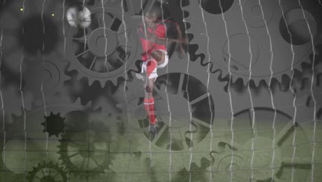 Animation-Von-Sich-Drehenden-Zahnrädern-Und-Datenverarbeitung-über-Einem-Fußballspieler