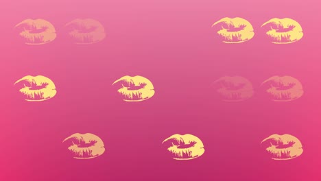 Animation-of-lips-repeated-on-pink-background