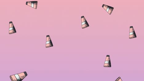 Animation-of-cream-repeated-on-pink-background