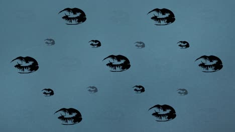 Animation-of-lips-repeated-on-blue-background
