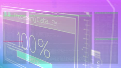 Animation-of-data-processing-on-screen-over-pink-background