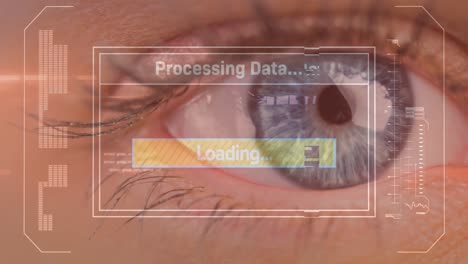 Animation-of-data-processing-on-screen-over-woman's-eye