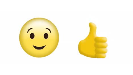 Animation-of-winking-face-and-thumbs-up-emoji-icons-over-white-background