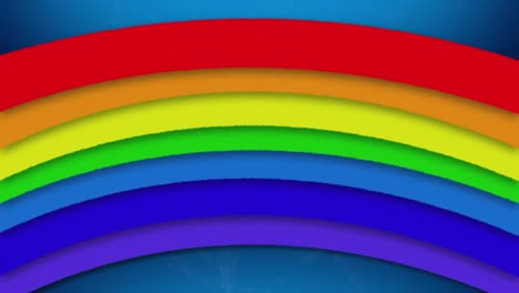 Animation-of-rainbow-floating-on-blue-background