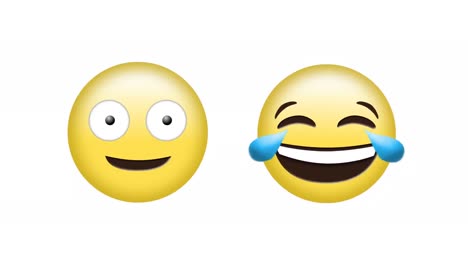 Animation-of-joking-and-laughing-emoji-icons-over-white-background