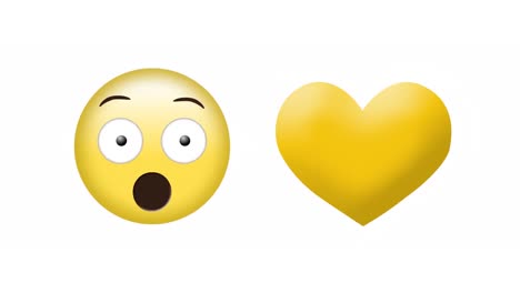 Animation-of-scaring-and-heart-emoji-icons-over-white-background