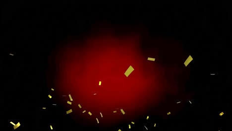Animation-Von-Goldenem-Konfetti,-Das-über-Roten-Und-Schwarzen-Hintergrund-Fällt