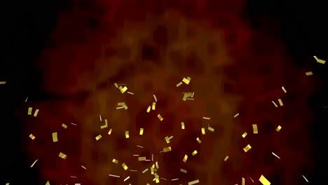 Animation-of-gold-confetti-falling-over-red-and-black-background