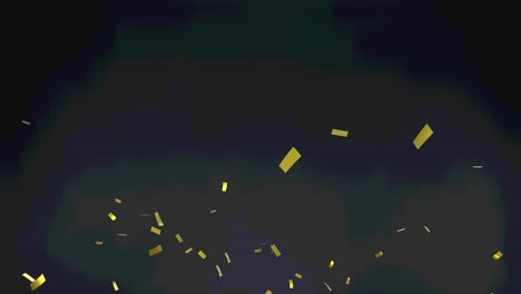Animation-of-gold-confetti-floating-over-black-background