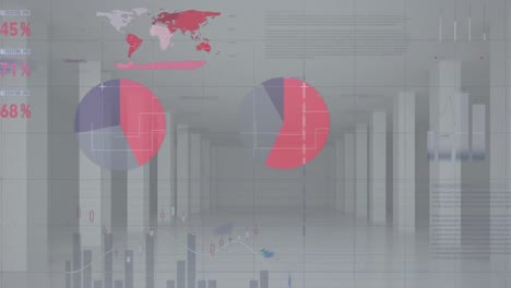 Animation-Von-Statistiken-Und-Datenverarbeitung-Auf-Grauem-Hintergrund