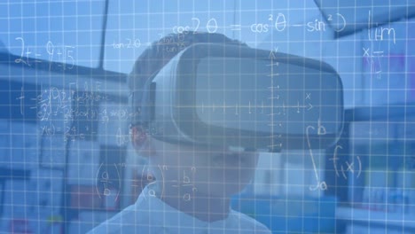 Animation-of-mathematical-equations-over-caucasian-schoolboy-using-vr-headset