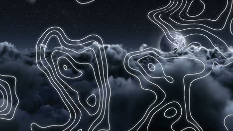 Animation-Von-Netzwerken-Aus-Weißen-Kartenlinien-über-Dem-Himmel
