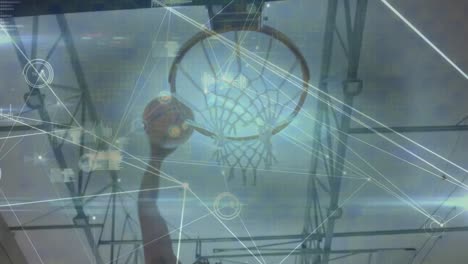 Animation-Des-Netzwerks-Von-Verbindungen-über-Basketballspieler