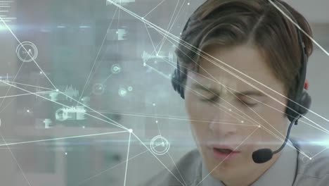 Animation-of-networks-of-connections-over-businessman-using-phone-headsets