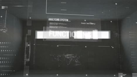 Animation-Von-Analysetext-Und-Datenverarbeitung-Auf-Grauem-Hintergrund
