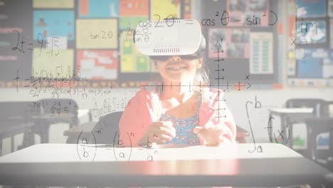 Animation-of-mathematical-formulas-over-schoolgirl-using-vr-headset