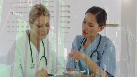 Animation-of-statistics-processing-over-female-doctors