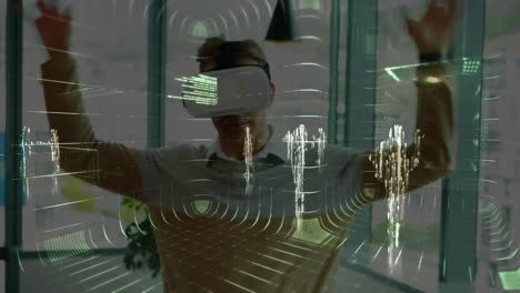 Animation-Der-Datenverarbeitung-über-Einem-Geschäftsmann-Mit-VR-Headset