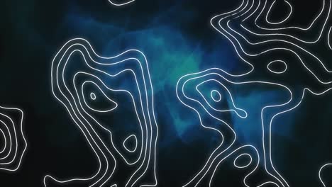 Animation-Der-Linienkarte-über-Blauen-Wellen-Auf-Schwarzem-Hintergrund