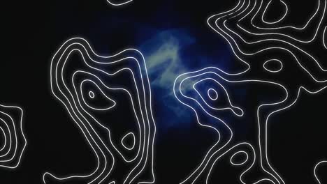 Animation-Der-Linienkarte-über-Blauen-Wellen-Auf-Dunklem-Hintergrund