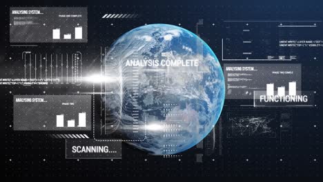 Animation-of-data-processing-and-statistics-over-globe