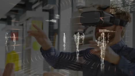 Animation-Der-Datenverarbeitung-über-Einem-Mann-Mit-VR-Headset