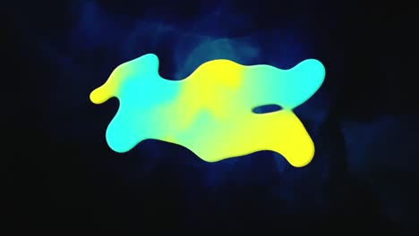 Animation-Eines-Flecks-über-Sich-Bewegenden-Blauen-Wellen,-Die-Sich-über-Schwarzem-Hintergrund-Bewegen
