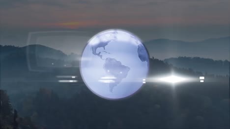 Animation-Des-Planeten-Erde-Mit-Blick-Auf-Die-Berge