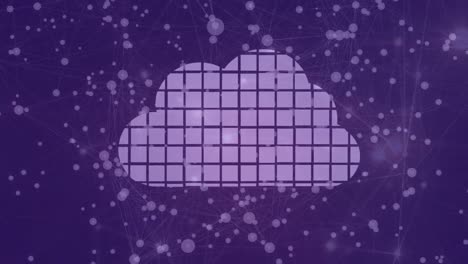 Animation-Des-Digitalen-Wolkensymbols-Mit-Flecken-Auf-Violettem-Hintergrund