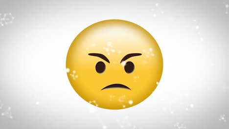 Animation-of-angry-emoji-icon-on-white-background-with-falling-white-spots