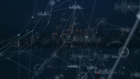 Animation-of-network-of-connections-with-statistics-over-cityscape