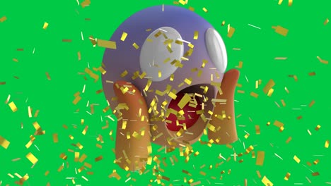 Animation-of-confetti-falling-over-shocked-emoji-icon-on-green-screen-background