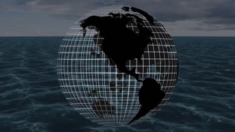 Animation-Des-Planeten-Erde-über-Meereswellen