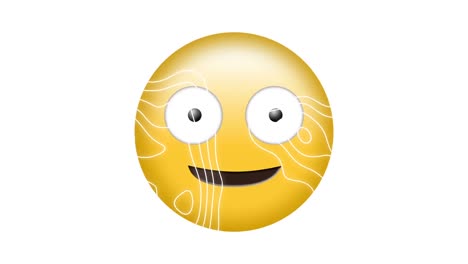 Animation-of-smile-emoji-icon-on-white-background-with-line-map