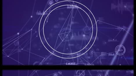 Animation-of-statistics-and-network-of-connections-on-purple-background