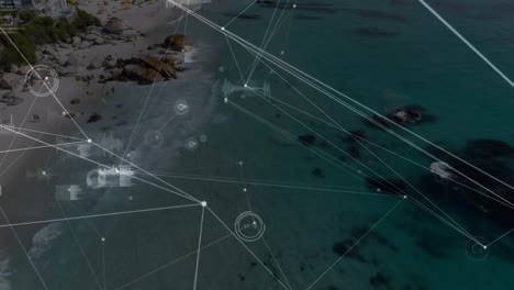 Animation-Des-Verbindungsnetzes-über-Der-Meeresküste