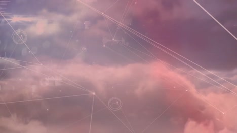 Animation-Von-Verbindungsnetzwerken-über-Wolken