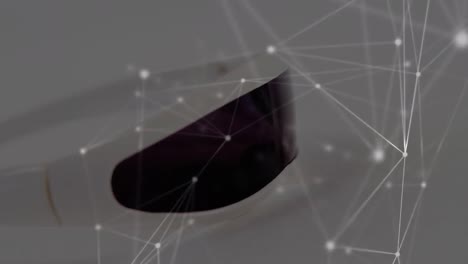 Animation-Eines-Netzwerks-Von-Verbindungen-über-Eine-VR-Brille
