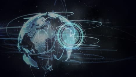 Animation-Von-Globus,-Uhr-Und-Netzwerk-Von-Verbindungen