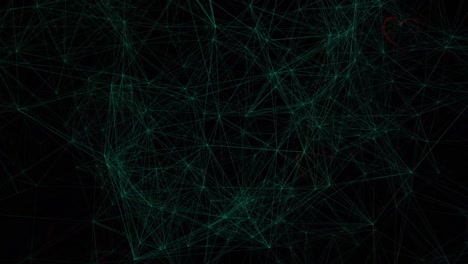 Animation-of-green-network-of-connections-on-black-background