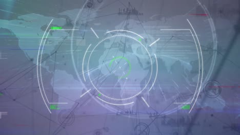 Animation-Des-Netzwerks-Von-Verbindungen-Mit-Weltkarte-Auf-Blauem-Hintergrund