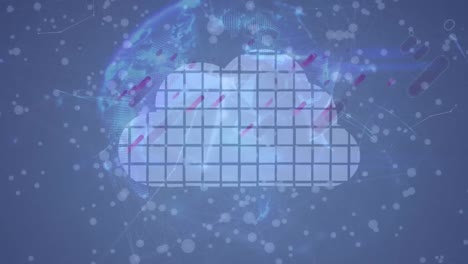 Animation-Des-Netzwerks-Von-Verbindungen-Mit-Dem-Globus-Auf-Blauem-Hintergrund